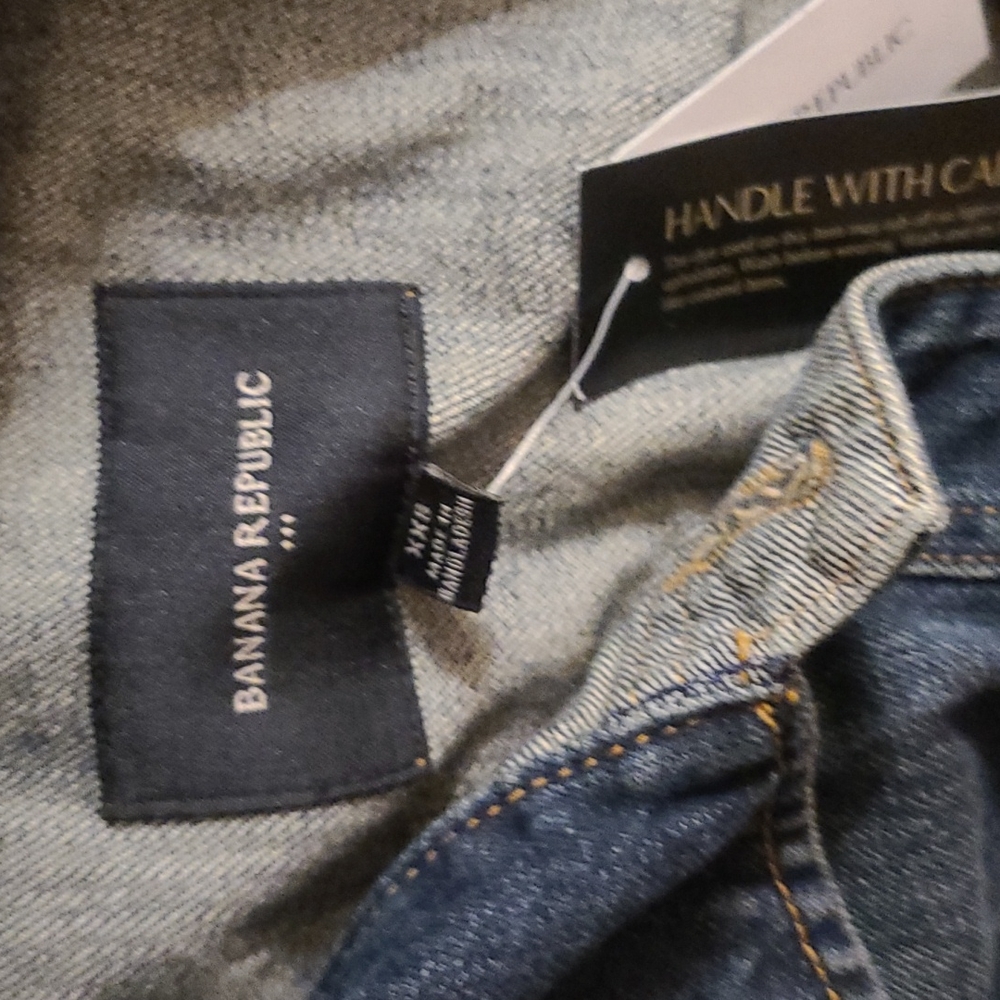 Banana Republic Factory Dark Blue Denim Jean Jacket XXS - Picture 3 of 5